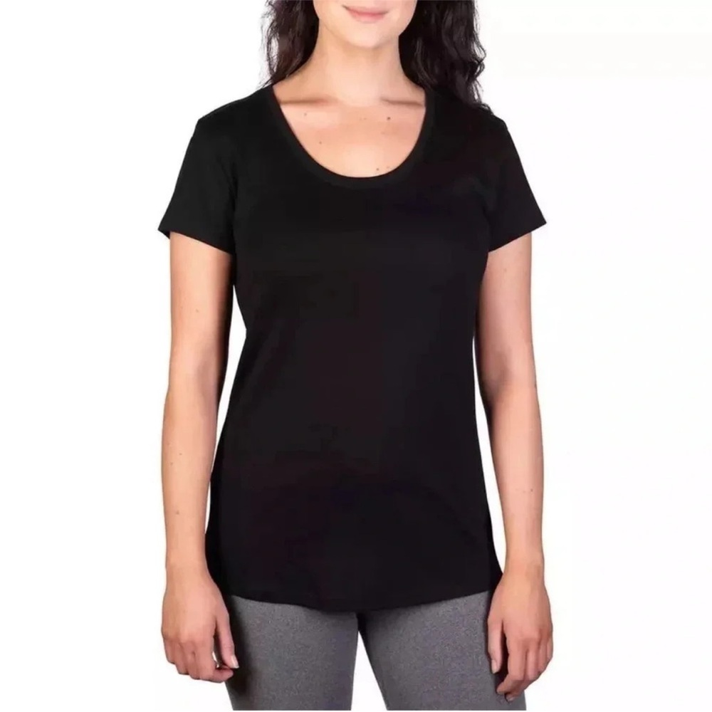 New! Kirkland Signature Ladies' Scoop Neck Pima Cotton Tee, Black, Size: XL